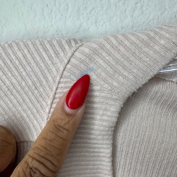 Open Edit L Beige Ribbed Button Front Cardigan Sweater Nordstrom $89 NWT - Picture 8 of 9